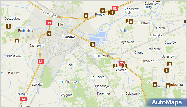 mapa Zielkowice, Zielkowice na mapie Targeo