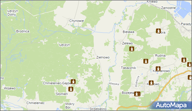 mapa Zielnowo gmina Luzino, Zielnowo gmina Luzino na mapie Targeo