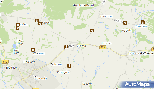 mapa Zielona gmina Kuczbork-Osada, Zielona gmina Kuczbork-Osada na mapie Targeo