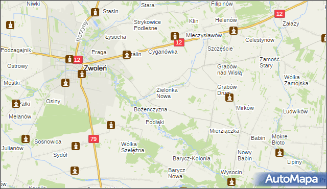 mapa Zielonka Stara, Zielonka Stara na mapie Targeo