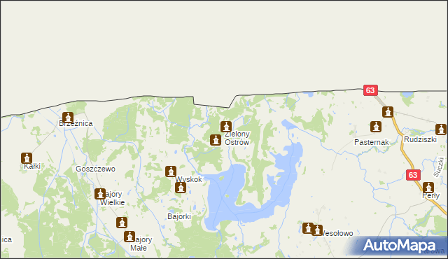 mapa Zielony Ostrów, Zielony Ostrów na mapie Targeo