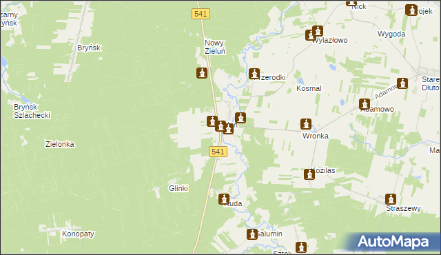 mapa Zieluń-Osada, Zieluń-Osada na mapie Targeo