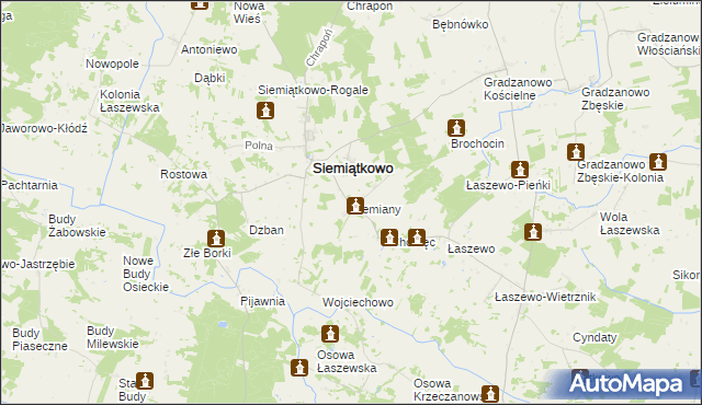 mapa Ziemiany gmina Siemiątkowo, Ziemiany gmina Siemiątkowo na mapie Targeo