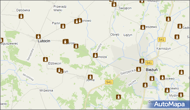 mapa Zimolza, Zimolza na mapie Targeo