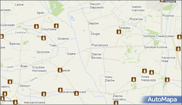 mapa Złaków Borowy, Złaków Borowy na mapie Targeo