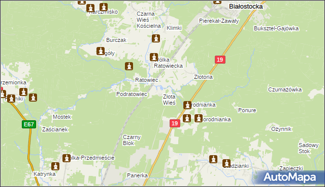 mapa Złota Wieś, Złota Wieś na mapie Targeo