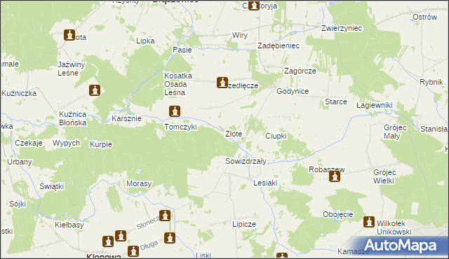 mapa Złote, Złote na mapie Targeo