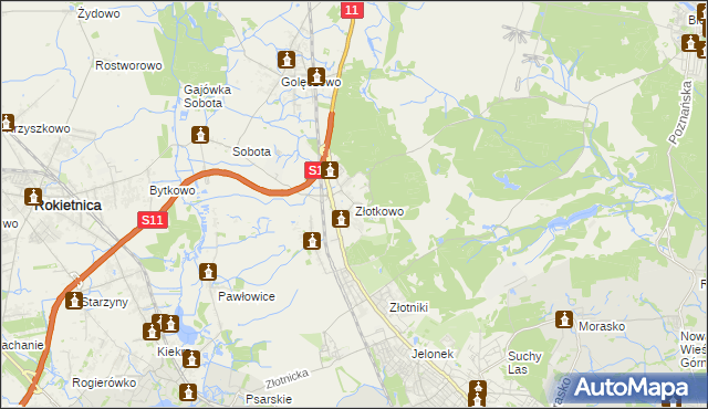 mapa Złotkowo, Złotkowo na mapie Targeo