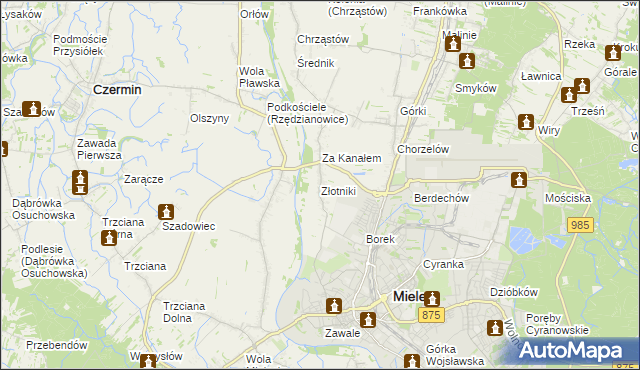 mapa Złotniki gmina Mielec, Złotniki gmina Mielec na mapie Targeo