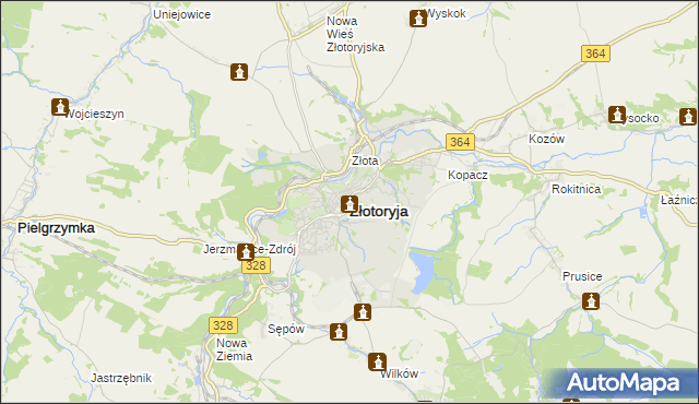 mapa Złotoryja, Złotoryja na mapie Targeo