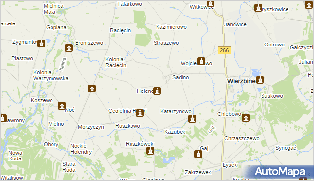 mapa Złotowo gmina Wierzbinek, Złotowo gmina Wierzbinek na mapie Targeo