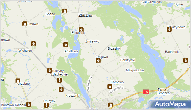 mapa Żmijewo gmina Zbiczno, Żmijewo gmina Zbiczno na mapie Targeo