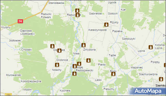 mapa Zmyślona gmina Siemkowice, Zmyślona gmina Siemkowice na mapie Targeo