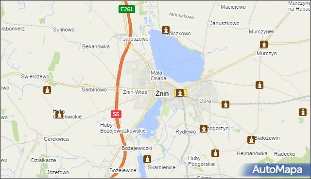 mapa Żnin, Żnin na mapie Targeo