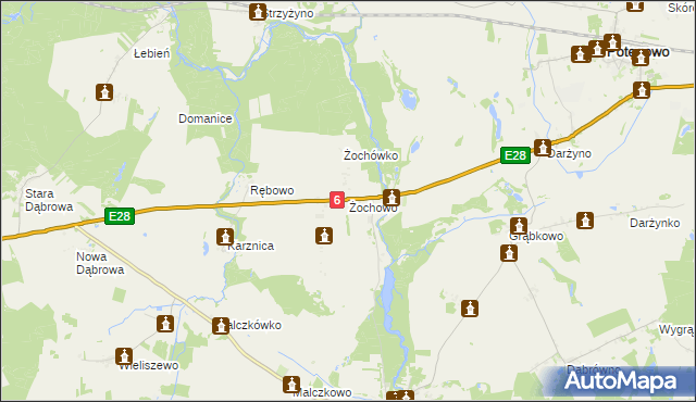 mapa Żochowo gmina Potęgowo, Żochowo gmina Potęgowo na mapie Targeo