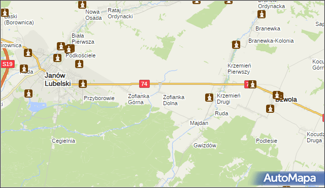 mapa Zofianka Dolna, Zofianka Dolna na mapie Targeo