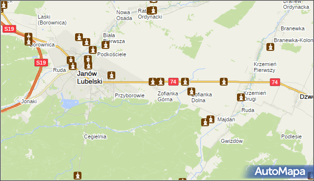 mapa Zofianka Górna, Zofianka Górna na mapie Targeo