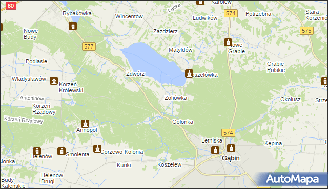 mapa Zofiówka gmina Łąck, Zofiówka gmina Łąck na mapie Targeo