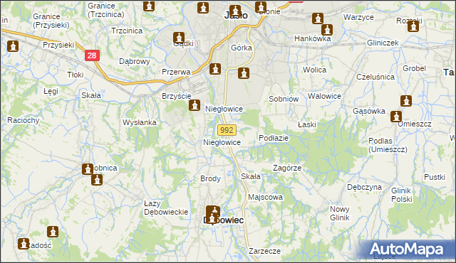 mapa Żółków gmina Jasło, Żółków gmina Jasło na mapie Targeo