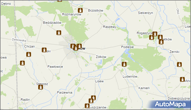 mapa Żółków gmina Żerków, Żółków gmina Żerków na mapie Targeo