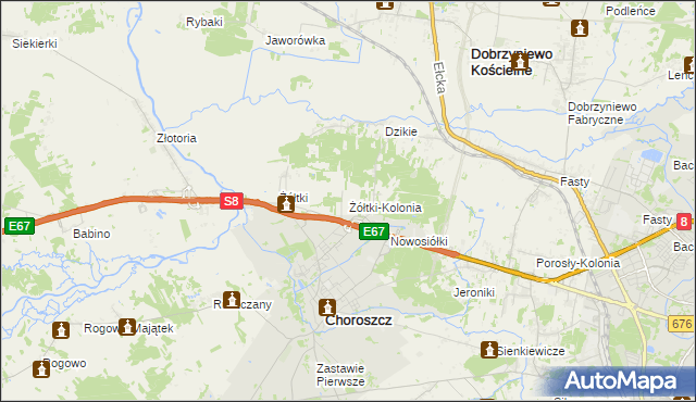 mapa Żółtki-Kolonia, Żółtki-Kolonia na mapie Targeo