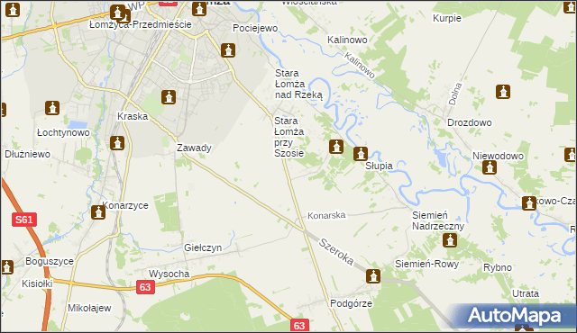 mapa Zosin gmina Łomża, Zosin gmina Łomża na mapie Targeo