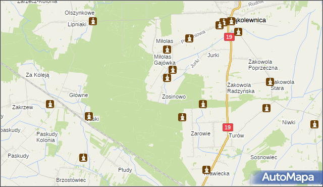 mapa Zosinowo, Zosinowo na mapie Targeo