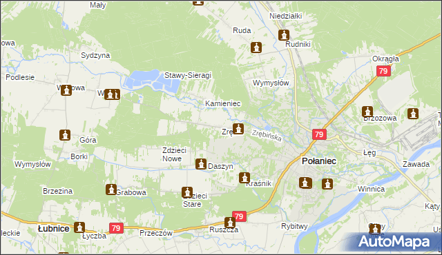 mapa Zrębin, Zrębin na mapie Targeo