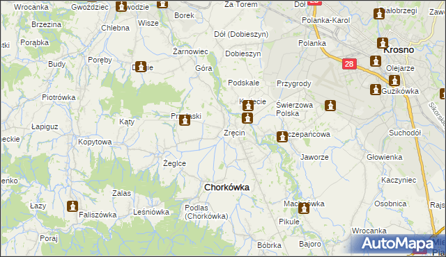 mapa Zręcin, Zręcin na mapie Targeo