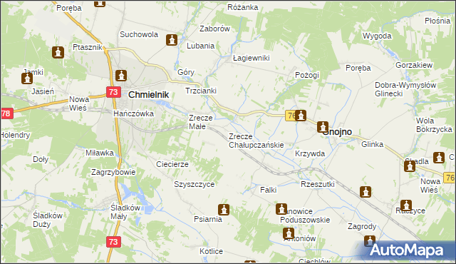 mapa Zrecze Chałupczańskie, Zrecze Chałupczańskie na mapie Targeo