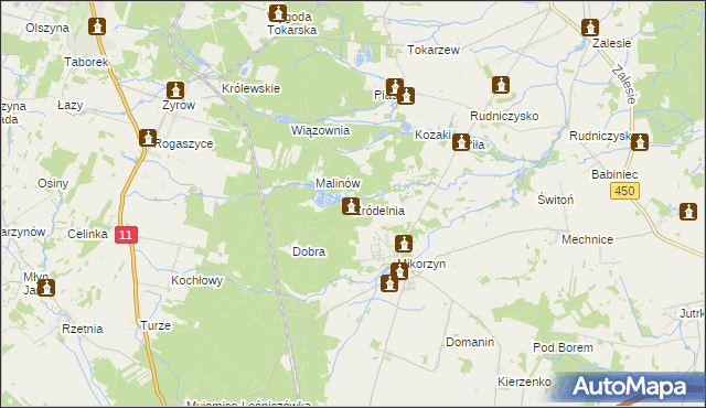 mapa Źródelnia, Źródelnia na mapie Targeo