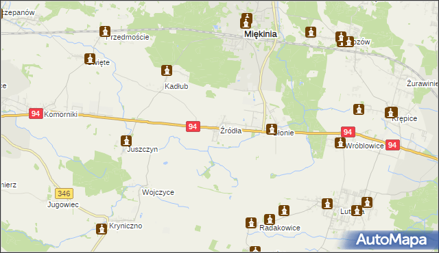 mapa Źródła gmina Miękinia, Źródła gmina Miękinia na mapie Targeo