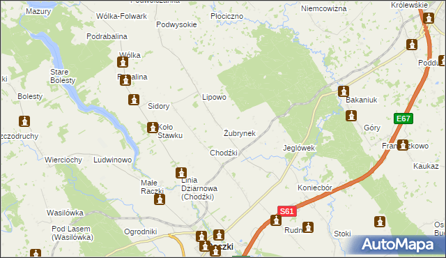 mapa Żubrynek, Żubrynek na mapie Targeo