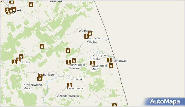 mapa Zubrzyca Mała, Zubrzyca Mała na mapie Targeo