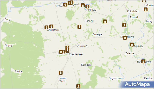 mapa Zucielec, Zucielec na mapie Targeo