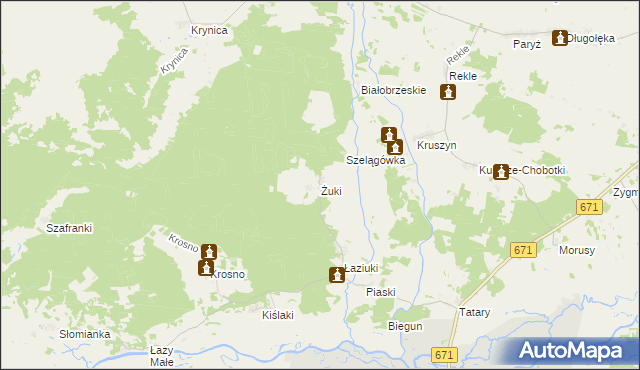 mapa Żuki gmina Tykocin, Żuki gmina Tykocin na mapie Targeo