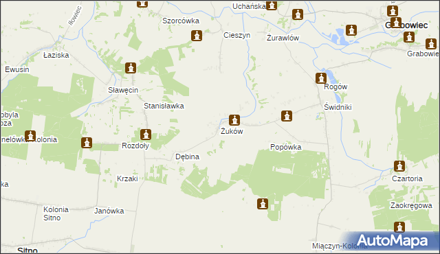 mapa Żuków gmina Miączyn, Żuków gmina Miączyn na mapie Targeo