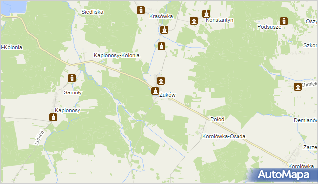 mapa Żuków gmina Włodawa, Żuków gmina Włodawa na mapie Targeo