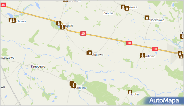 mapa Żukowo gmina Suchań, Żukowo gmina Suchań na mapie Targeo