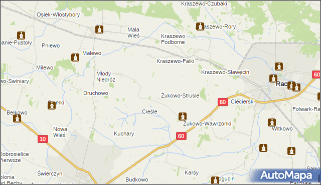 mapa Żukowo-Strusie, Żukowo-Strusie na mapie Targeo