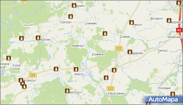 mapa Żuławka gmina Pruszcz Gdański, Żuławka gmina Pruszcz Gdański na mapie Targeo