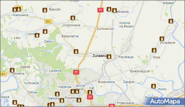 mapa Żurawica powiat przemyski, Żurawica powiat przemyski na mapie Targeo