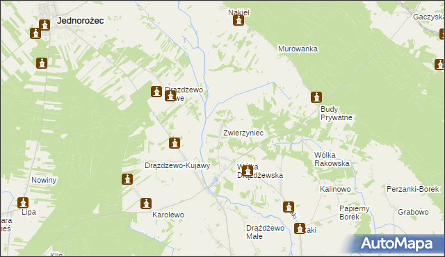 mapa Zwierzyniec gmina Krasnosielc, Zwierzyniec gmina Krasnosielc na mapie Targeo