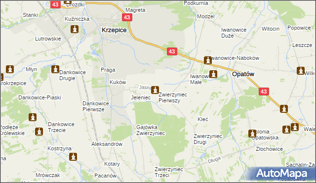 mapa Zwierzyniec Pierwszy, Zwierzyniec Pierwszy na mapie Targeo