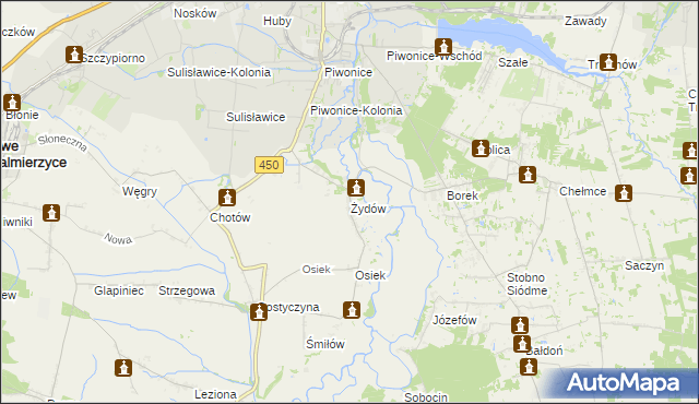 mapa Żydów gmina Godziesze Wielkie, Żydów gmina Godziesze Wielkie na mapie Targeo