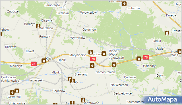 mapa Żydówek, Żydówek na mapie Targeo