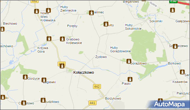 mapa Żydowo gmina Kołaczkowo, Żydowo gmina Kołaczkowo na mapie Targeo