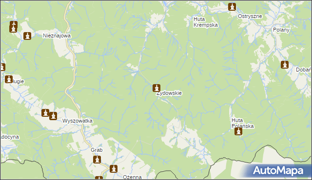 mapa Żydowskie gmina Krempna, Żydowskie gmina Krempna na mapie Targeo