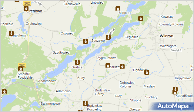 mapa Zygmuntowo gmina Wilczyn, Zygmuntowo gmina Wilczyn na mapie Targeo