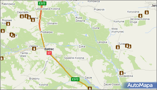 mapa Żyłka, Żyłka na mapie Targeo